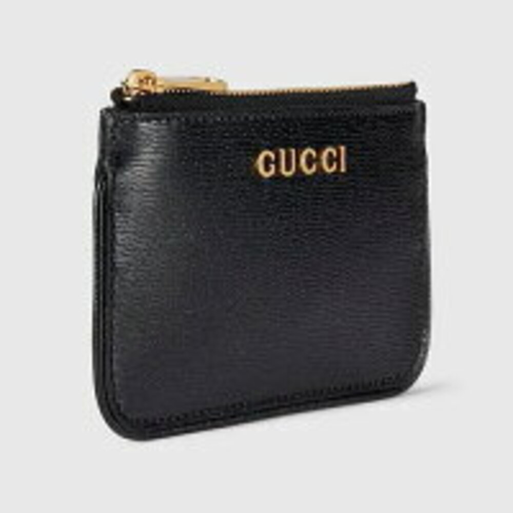 Gucci Script Zip Key Case Wallet Black Leather - image 3